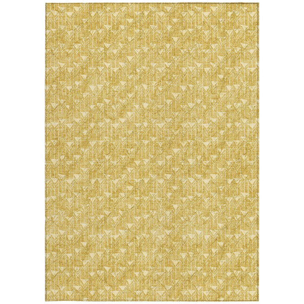 9' X 12' Gold Geometric Washable Non Skid Indoor Outdoor Area Rug N270-560080