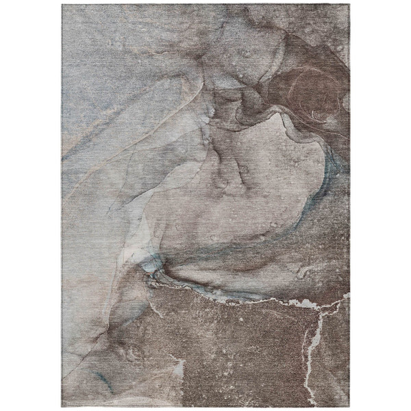 5' X 8' Taupe Abstract Washable Non Skid Indoor Outdoor Area Rug N270-560595