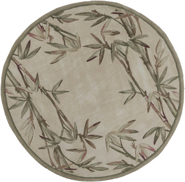 7' Round Wool Ivory  Area Rug N270-350212