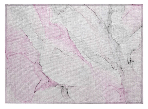 2' X 3' Gray and Pink Abstract Washable Non Skid Indoor Outdoor Area Rug N270-560184