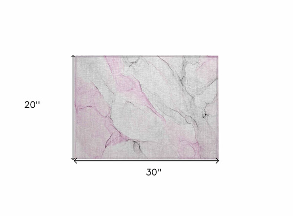 2' X 3' Gray and Pink Abstract Washable Non Skid Indoor Outdoor Area Rug N270-560184