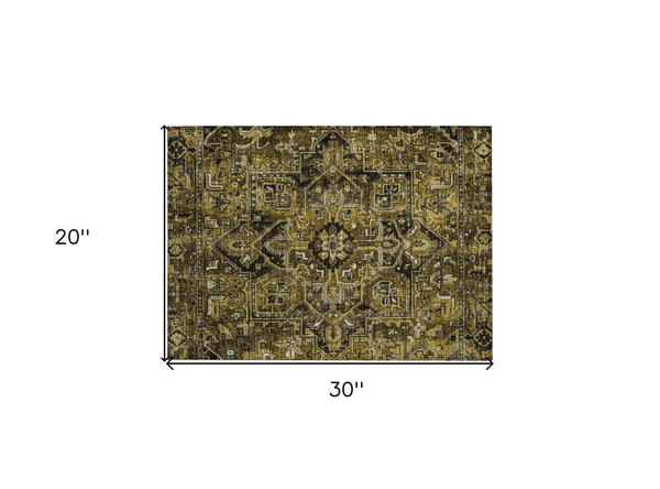 2' X 3' Coffee and Gray Oriental Washable Non Skid Indoor Outdoor Area Rug N270-563754