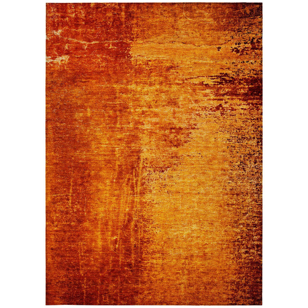 8' X 10' Orange Abstract Washable Non Skid Indoor Outdoor Area Rug N270-562719