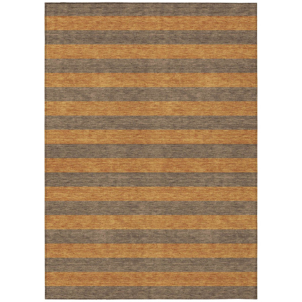 5' X 8' Brown and Tan Striped Washable Non Skid Indoor Outdoor Area Rug N270-561072