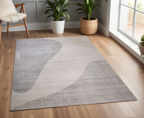 4' X 6' Beige and Brown Abstract Area Rug N270-530543