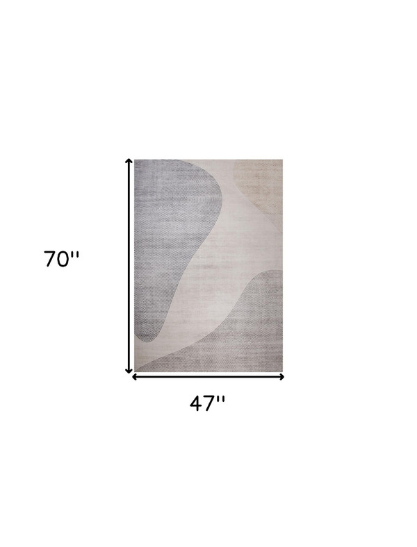 4' X 6' Beige and Brown Abstract Area Rug N270-530543