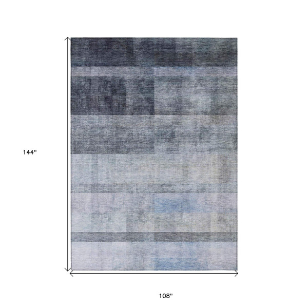 9' X 12' Navy and Gray Ombre Washable Non Skid Indoor Outdoor Area Rug N270-563653