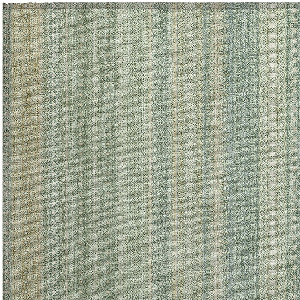 2' X 3' Artichoke Green Striped Washable Non Skid Indoor Outdoor Area Rug N270-560681