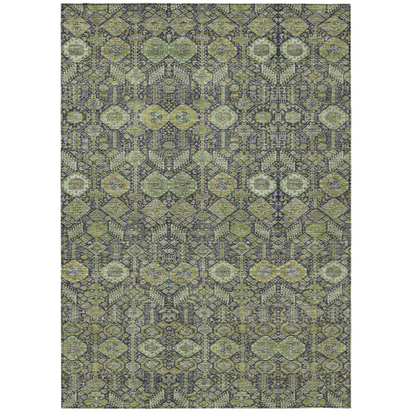 5' X 8' Blue and Green Floral Washable Non Skid Indoor Outdoor Area Rug N270-564333