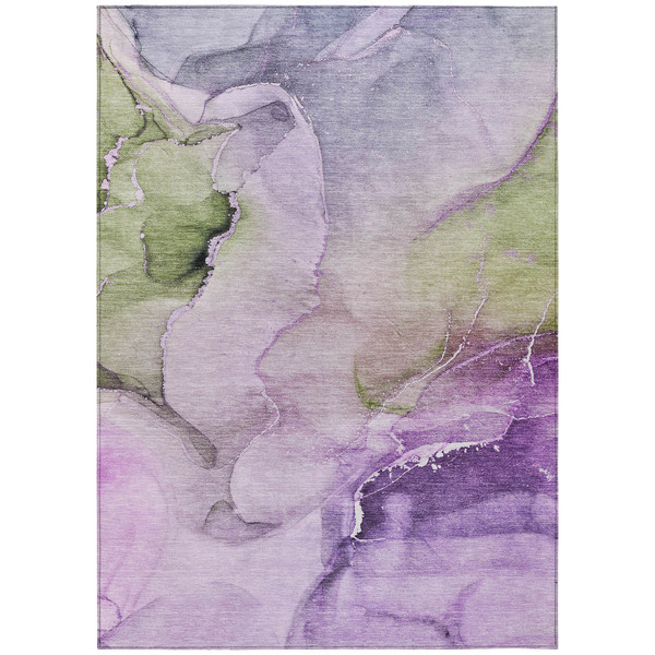 9' X 12' Purple Abstract Washable Non Skid Indoor Outdoor Area Rug N270-560472