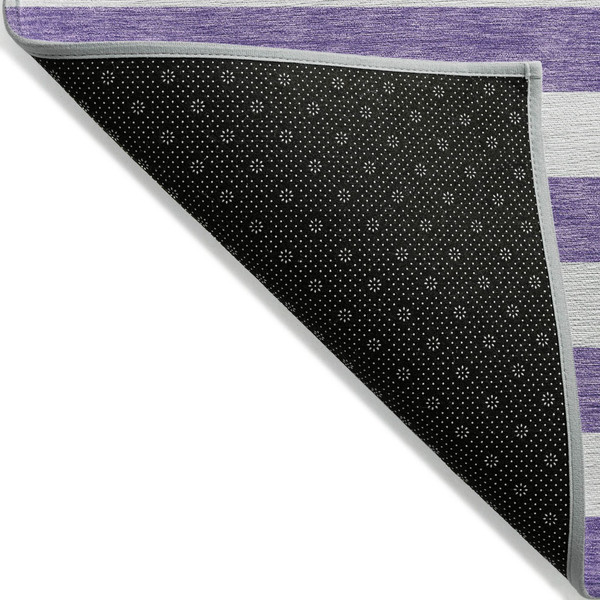8' X 10' Purple and White Striped Washable Non Skid Indoor Outdoor Area Rug N270-560921