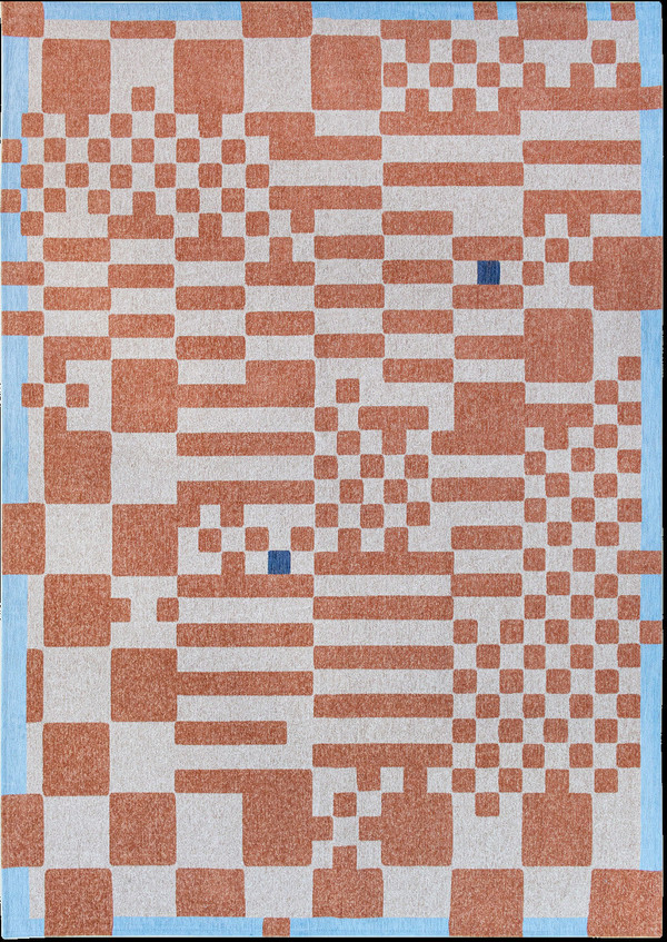 9' X 13' Blue and Red Geometric Non Skid Area Rug N270-551861