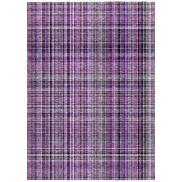 9' X 12' Purple Plaid Washable Non Skid Indoor Outdoor Area Rug N270-561910