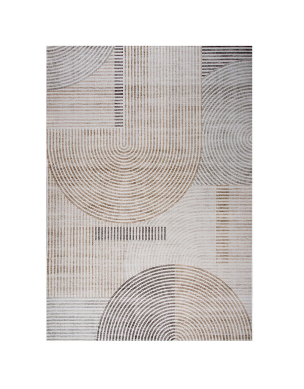 5' X 8' Beige and Brown Abstract Distressed Area Rug N270-530540