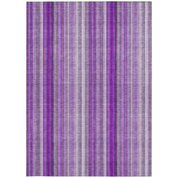 9' X 12' Purple Striped Washable Non Skid Indoor Outdoor Area Rug N270-562081