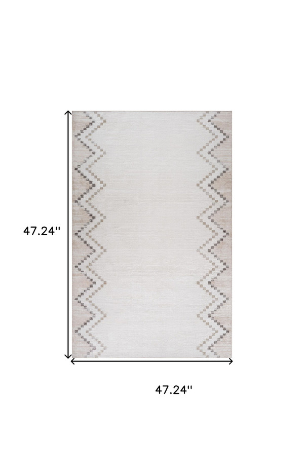 4' X 6' Beige and Brown Abstract Distressed Area Rug N270-558972