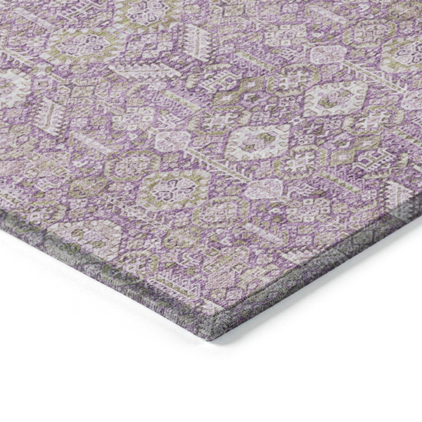 8' Round Lavender and Ivory Round Floral Washable Non Skid Indoor Outdoor Area Rug N270-564343
