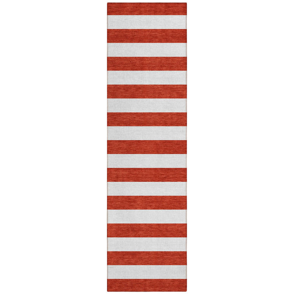 8' Runner Red and White Striped Washable Non Skid Indoor Outdoor Runner Rug N270-560925