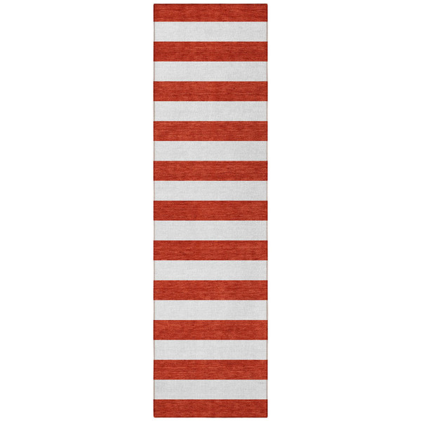 8' Runner Red and White Striped Washable Non Skid Indoor Outdoor Runner Rug N270-560925