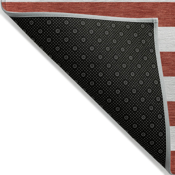 8' Runner Red and White Striped Washable Non Skid Indoor Outdoor Runner Rug N270-560925