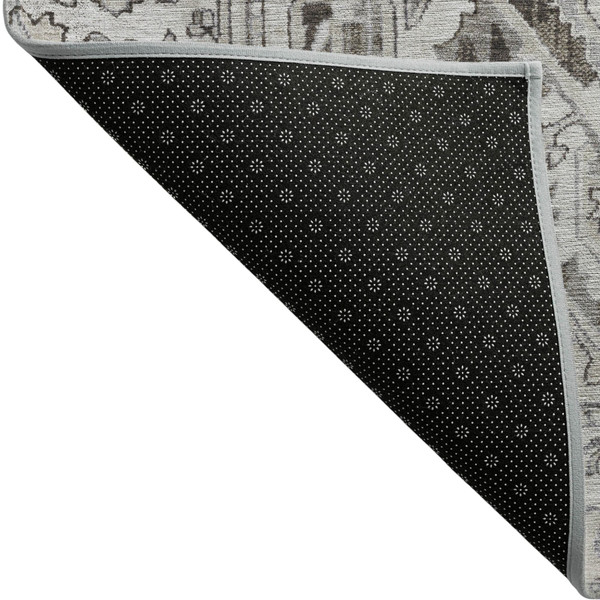 3' X 5' Ivory and Dark Brown Oriental Washable Non Skid Indoor Outdoor Area Rug N270-563766