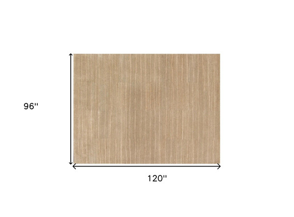 8' X 10' Beige Wool Abstract Lines Hand Loomed Area Rug N270-554687