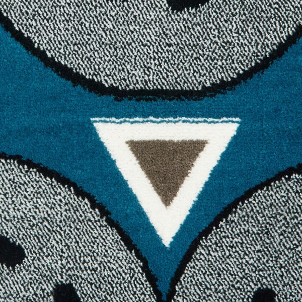 5' Round Navy Imaginative Racetrack Area Rug N270-396318