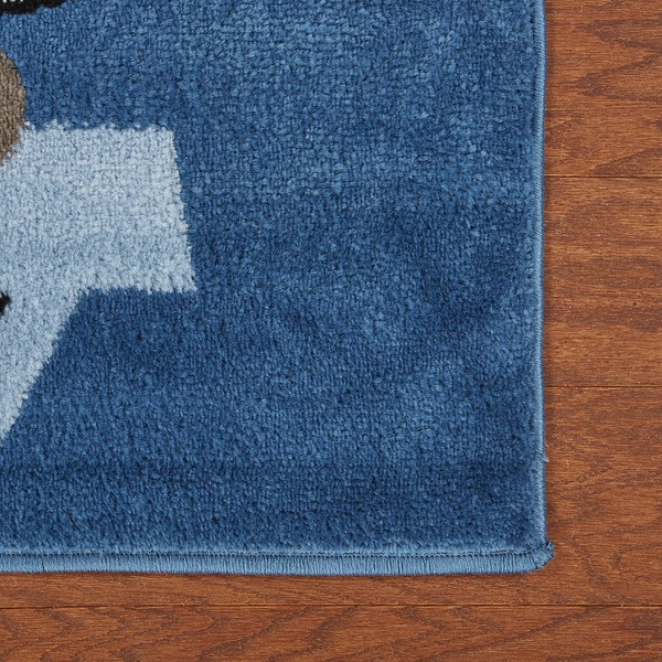 5' Round Navy Imaginative Racetrack Area Rug N270-396318