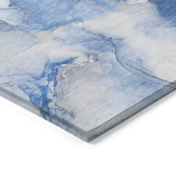 5' X 8' Navy Blue Abstract Washable Indoor Outdoor Area Rug N270-560649