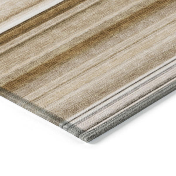 2' X 3' Chocolate Striped Washable Non Skid Indoor Outdoor Area Rug N270-561005
