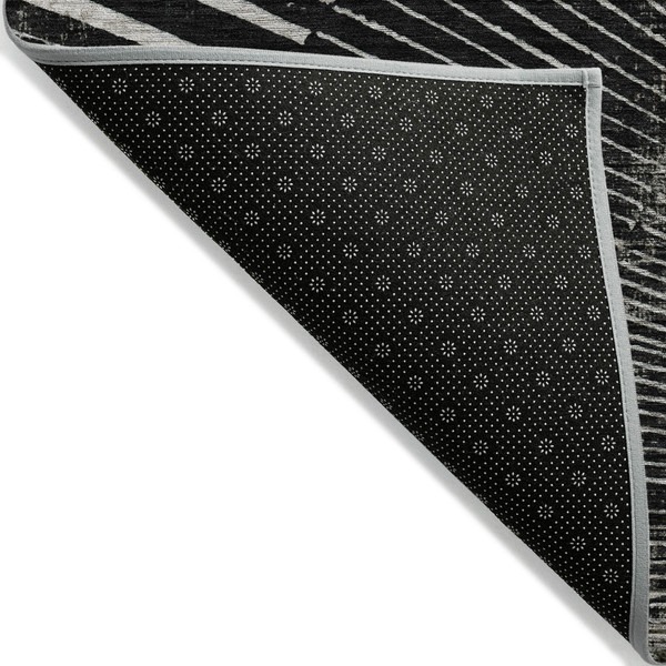 8' Round Black and Ivory Round Abstract Washable Non Skid Indoor Outdoor Area Rug N270-561953