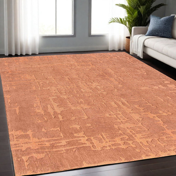 5' X 7' Orange Abstract Non Skid Area Rug N270-548674