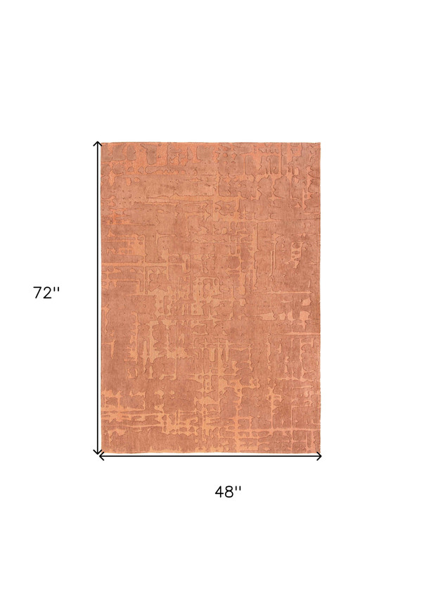 5' X 7' Orange Abstract Non Skid Area Rug N270-548674