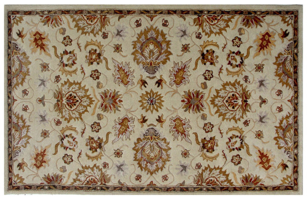 5' X 8' Cream Oriental Hand Tufted Non Skid Area Rug N270-558182