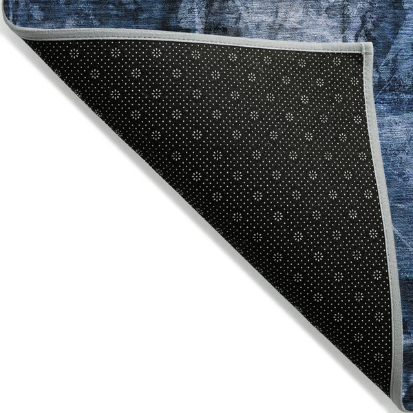 9' X 12' Navy Blue Floral Washable Non Skid Indoor Outdoor Area Rug N270-563185