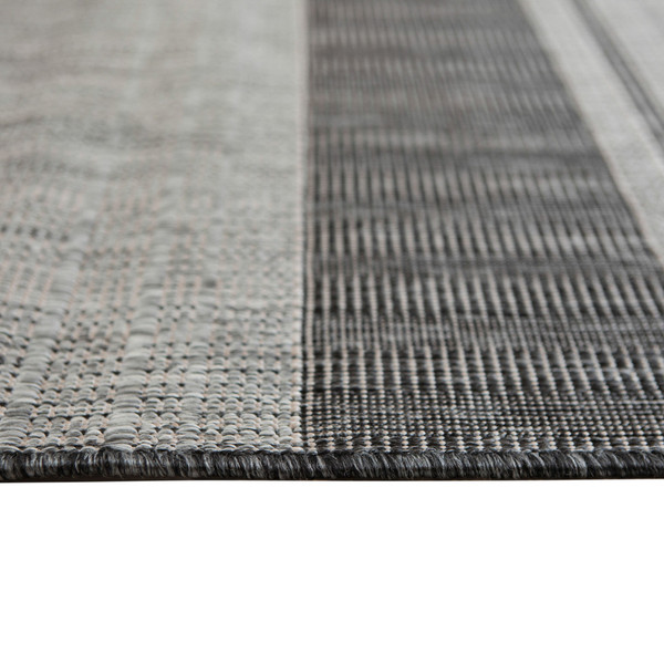 6' X 9' Blue and Gray Striped Stain Resistant Indoor Outdoor Area Rug N270-531652