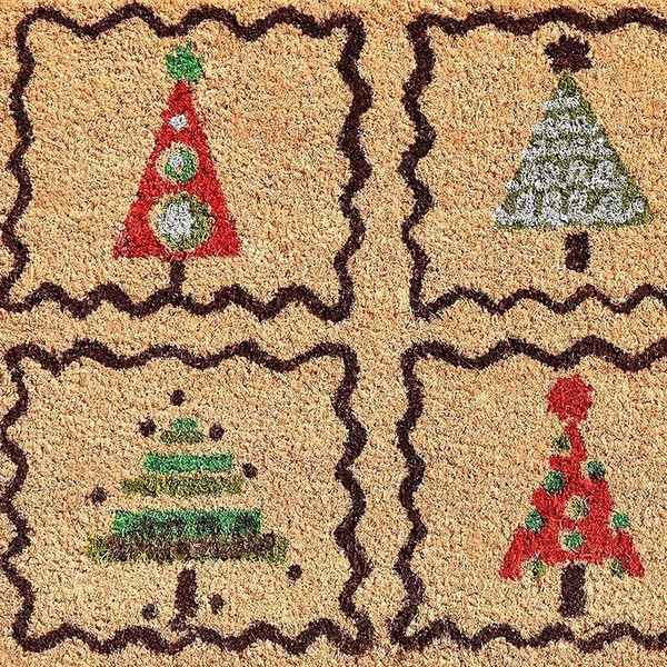 17" X 29" Natural Red and Black Coir Christmas Trees Outdoor Christmas Door Mat N270-555257