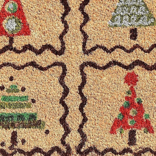 17" X 29" Natural Red and Black Coir Christmas Trees Outdoor Christmas Door Mat N270-555257