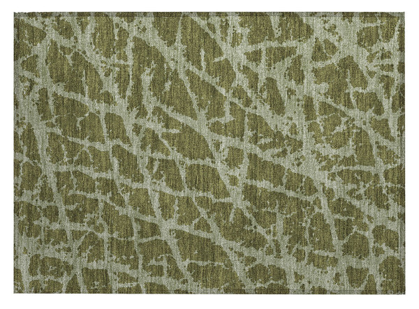 2' X 3' Green Abstract Washable Non Skid Indoor Outdoor Area Rug N270-559640