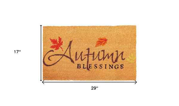 17" X 29" Natural Black and Orange Coir Autumn Blessings Outdoor Fall Door Mat N270-555254