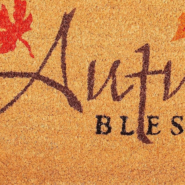 17" X 29" Natural Black and Orange Coir Autumn Blessings Outdoor Fall Door Mat N270-555254