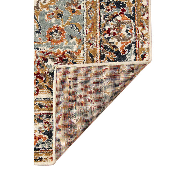 8' X 10' Ivory Navy and Orange Medallion Power Loom Area Rug N270-531780
