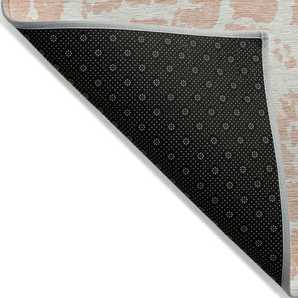 8' X 10' Peach and Ivory Abstract Washable Non Skid Indoor Outdoor Area Rug N270-559295