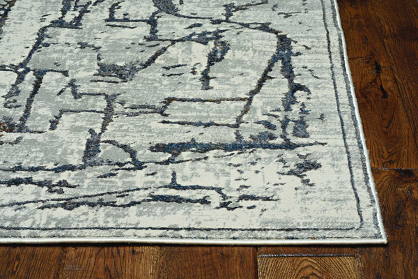 7' Grey Machine Woven Abstract  Indoor Runner Rug N270-374799