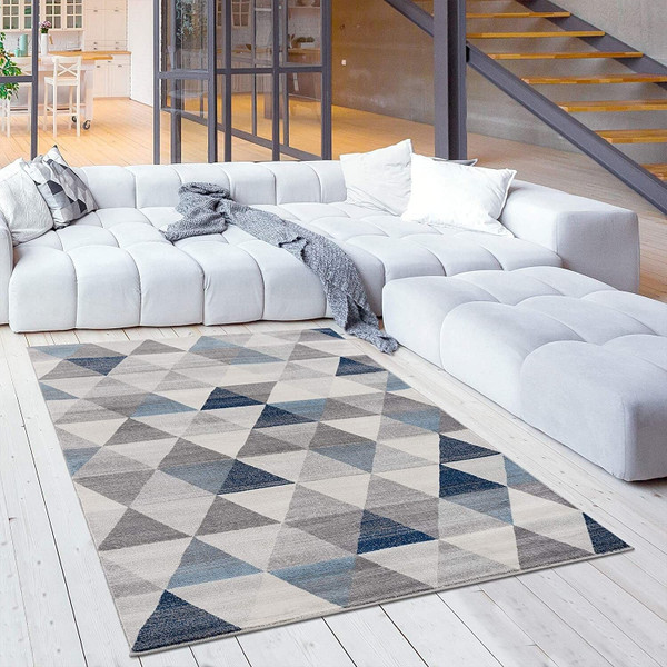 2' X 8' Navy Blue Geometric Diamond Runner Rug N270-390235