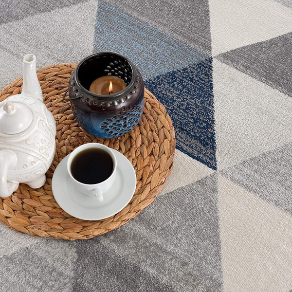 2' X 8' Navy Blue Geometric Diamond Runner Rug N270-390235