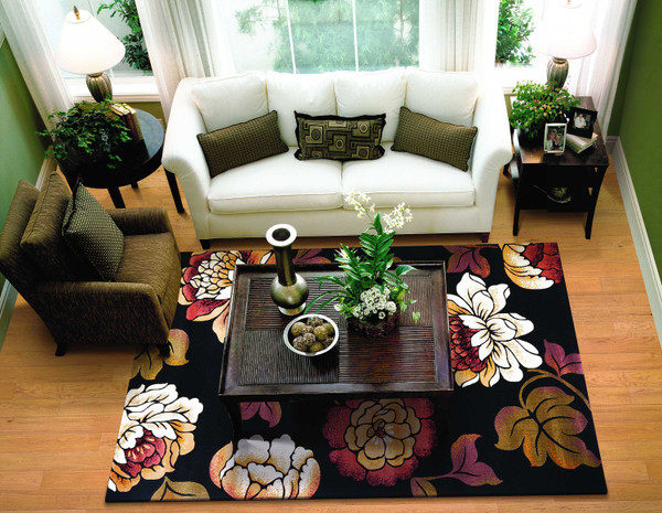1' X 2' Black Polypropylene Area Rug N270-374495