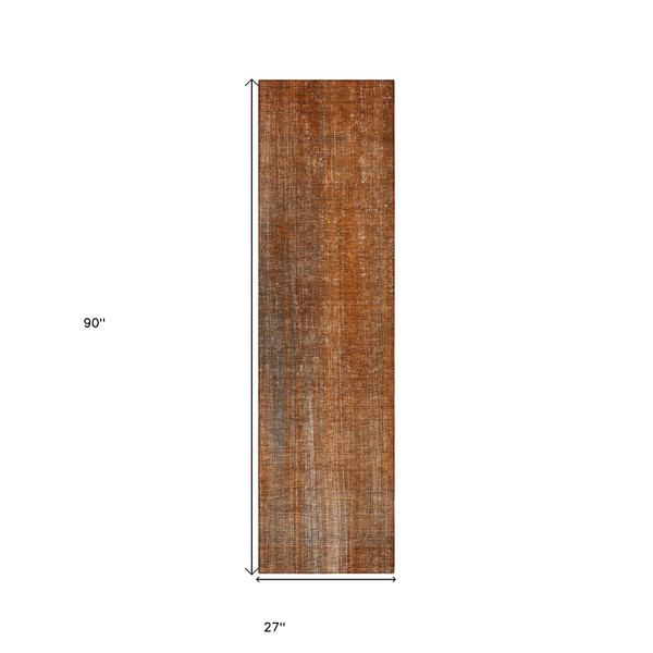 8' Runner Orange Striped Washable Non Skid Indoor Outdoor Runner Rug N270-562606