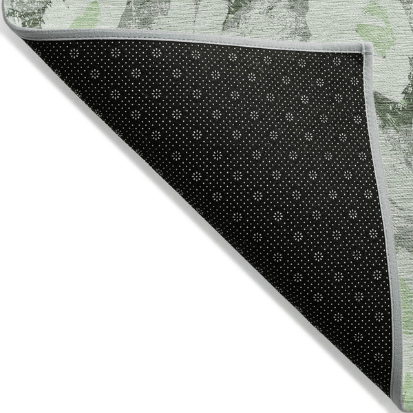 8' X 10' Artichoke Green Floral Washable Non Skid Indoor Outdoor Area Rug N270-561702