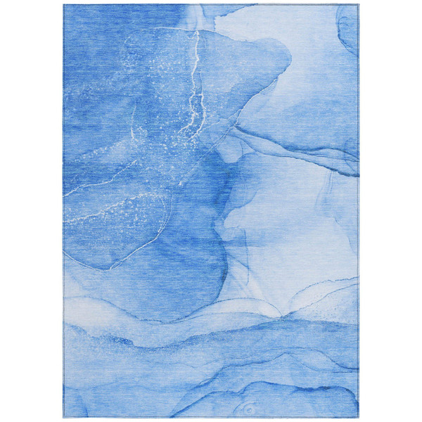 8' X 10' Blue Abstract Washable Non Skid Indoor Outdoor Area Rug N270-559736